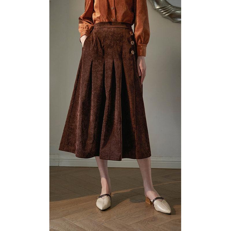 Dark Brown Corduroy Skirt