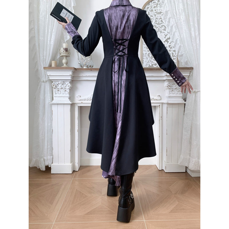 中世貴族のヴィクトリアンテールブラウス - Black Purple[2025年12月上旬-12月下旬発送予定]