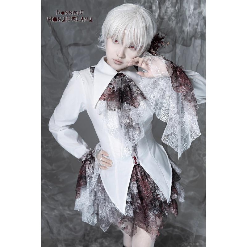 血塗れのお嬢様のレースアップブラウス - Dark Red[2026年2月下旬-3月下旬発送予定]