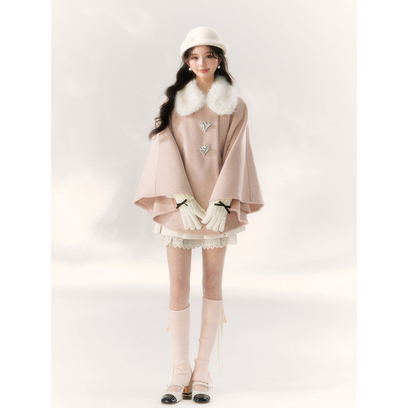 Innocent Girl Ribbon Fur Cloak