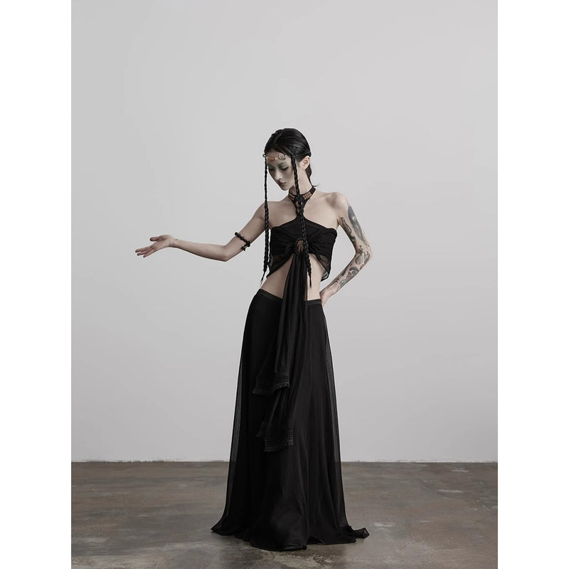 Cameo Brooch Gothic Long Skirt