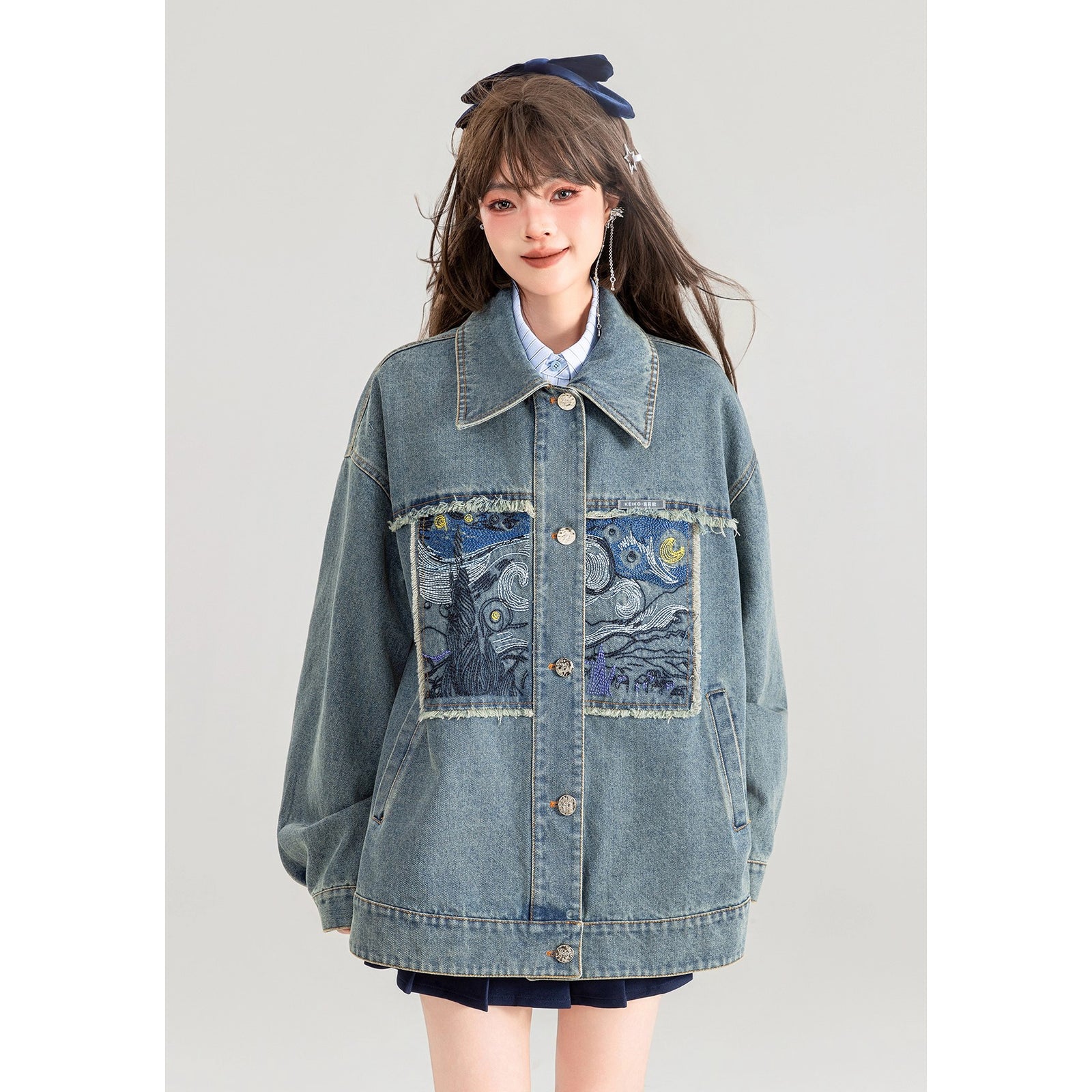 星月夜の刺繍デニムジャケット – ManusMachina