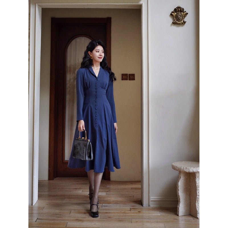 青藍の貴婦人クラシックワンピース