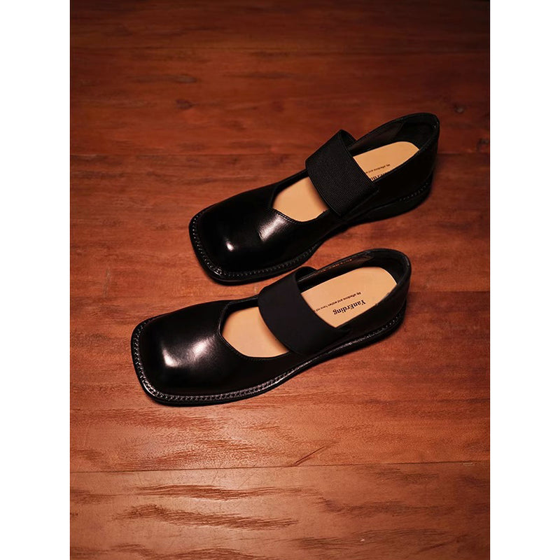 Black Square Toe Mary Jane Shoes