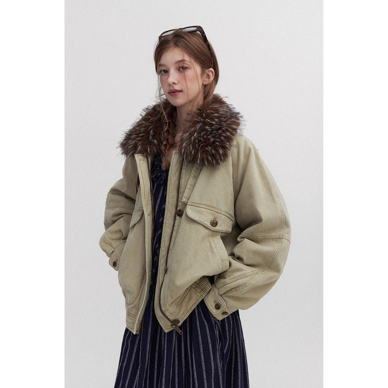 Oversized Retro Fur Work Jacket