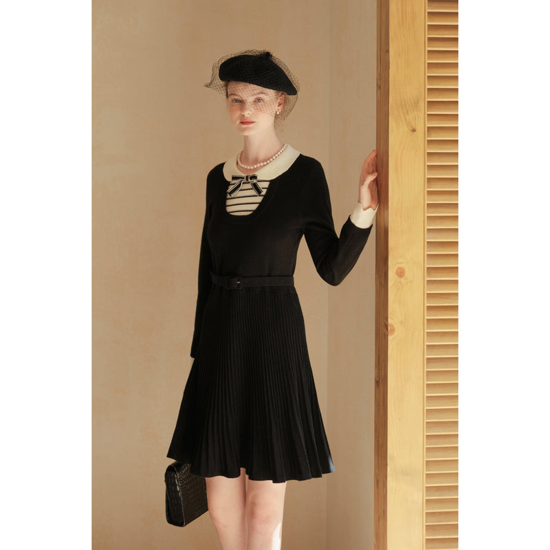 Black Knitted One Piece Dress