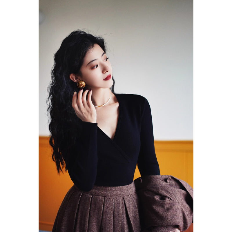 巴里貴婦人レトロニットトップス