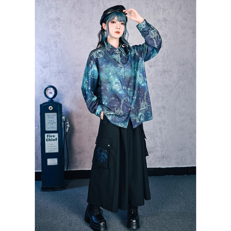 海月の刺繍ドレープワイドパンツ
