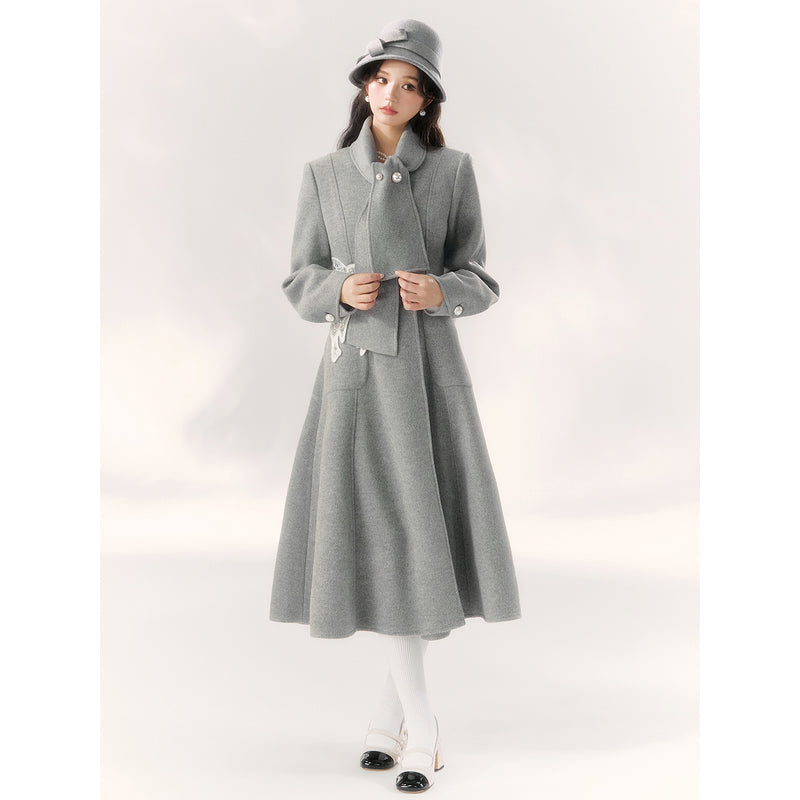 Gray Embroidered Classical Coat