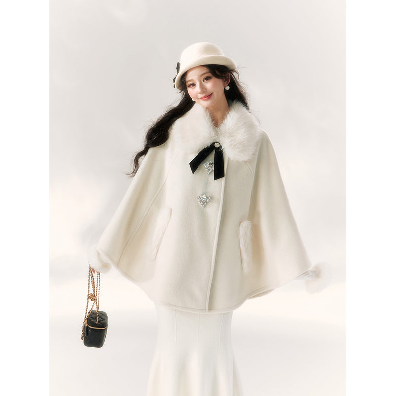 Innocent Girl Ribbon Fur Cloak