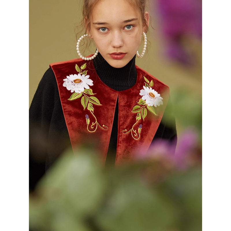 花絵の刺繍付け襟