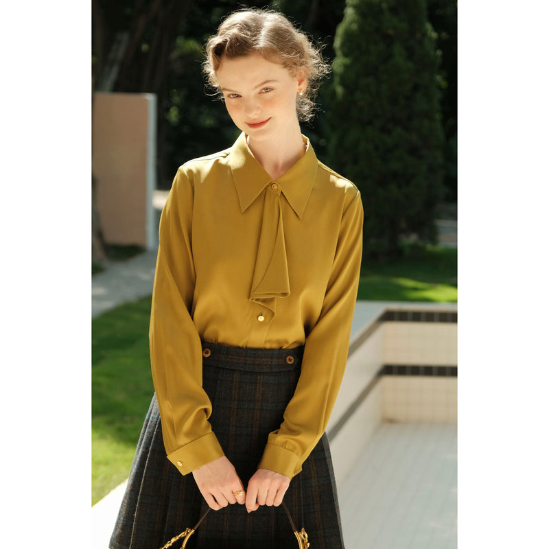 Ginkgo Leaf Colored Silk Blouse