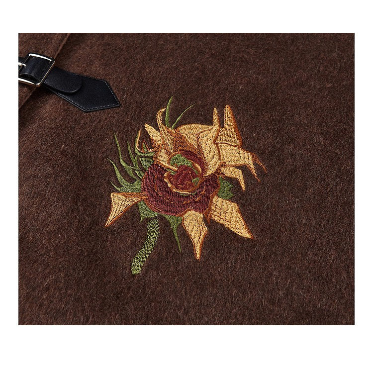 向日葵の刺繍ケープコート
