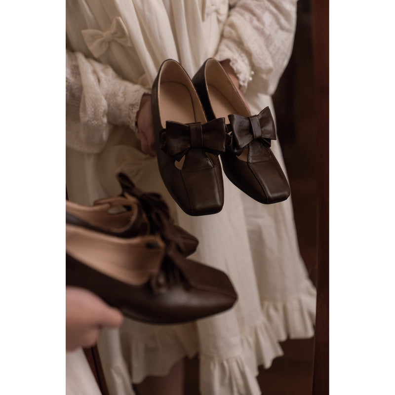 英国少女のリボンクラシカルシューズ - Brown[2025年12月下旬-2026年1月下旬発送予定]