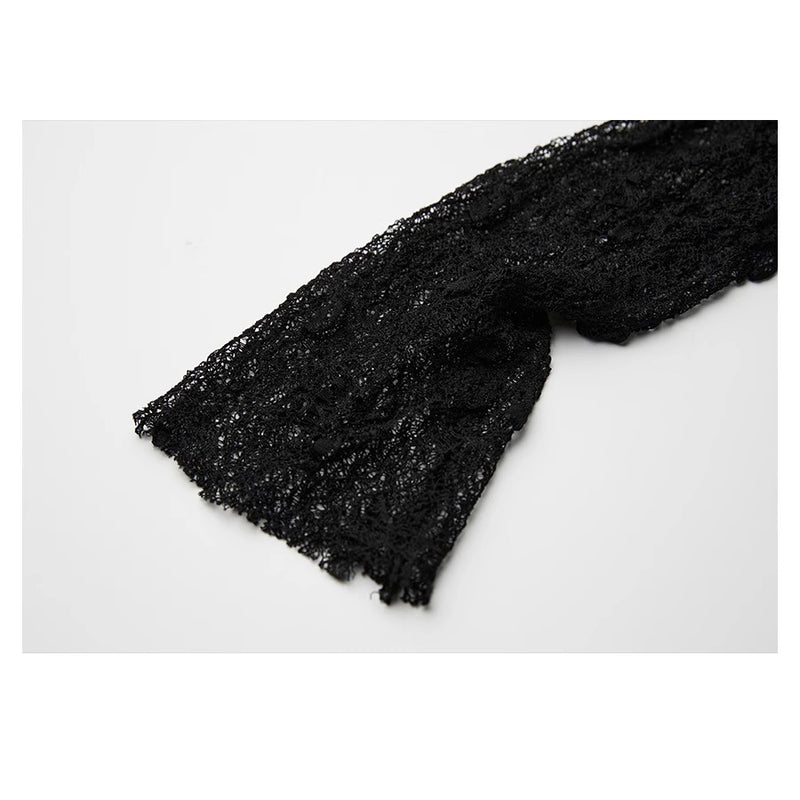 Openwork Black Lace Top