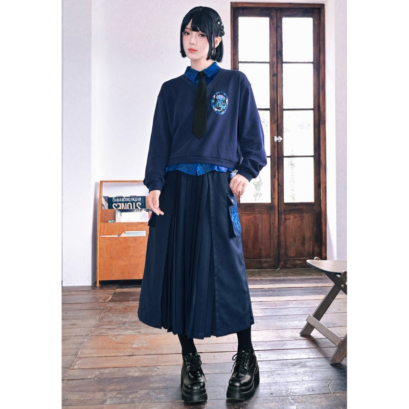 海月の刺繍ドッキングトップス
