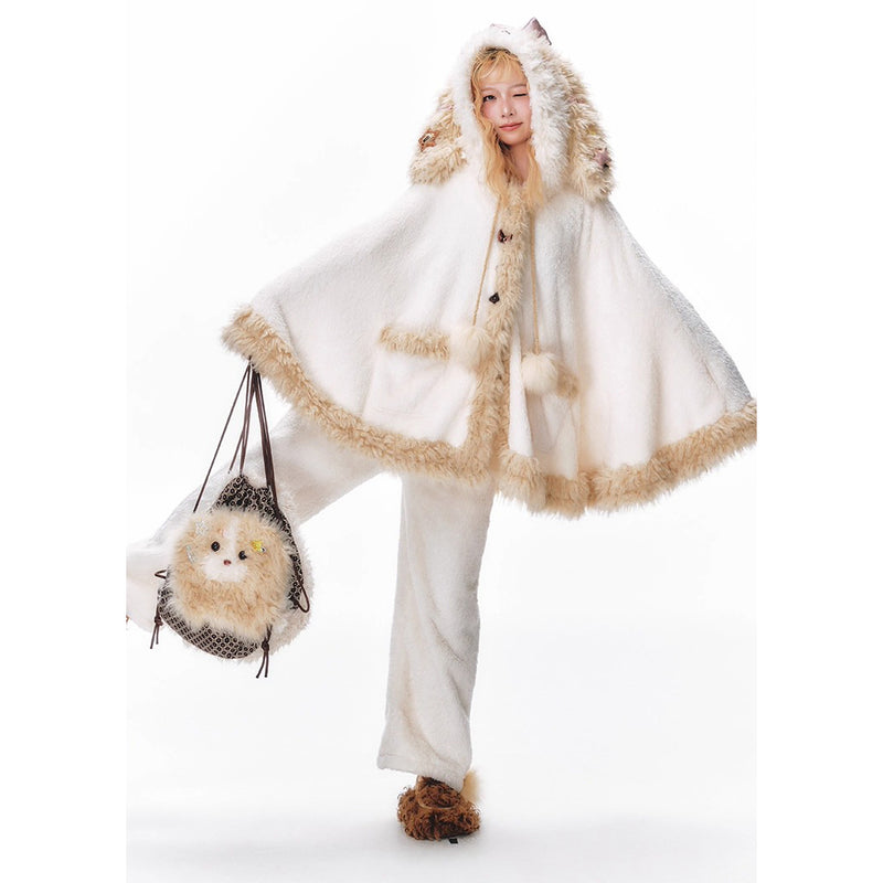 もふもふ子犬のルームウェア（ポンチョとパンツ）