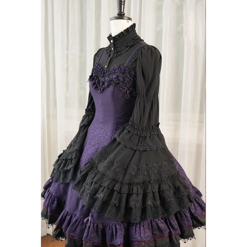黒薔薇の刺繍ゴシックブラウス[2025年12月中旬-2026年1月中旬発送予定]