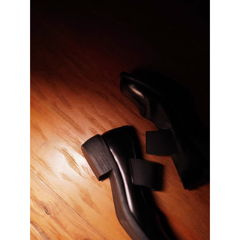 Black Square Toe Mary Jane Shoes