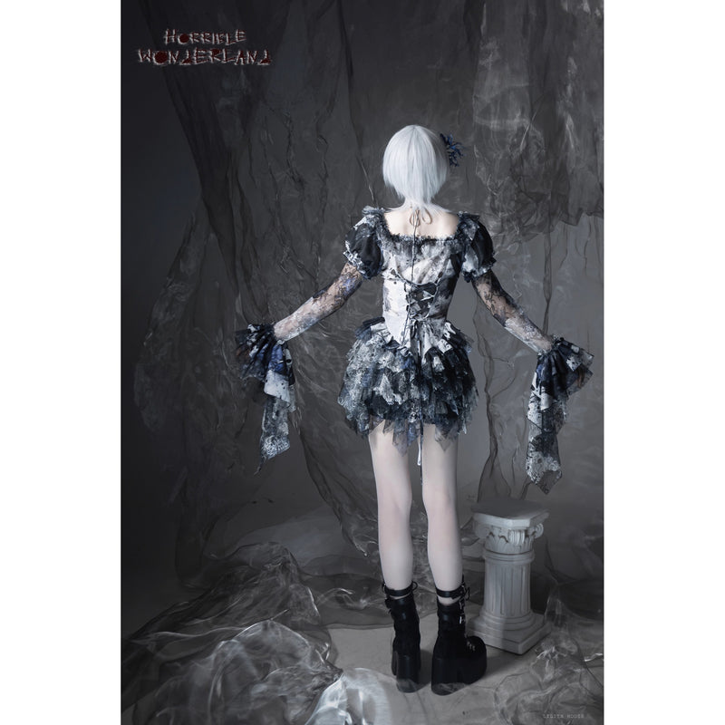 血塗れのお嬢様のゴシックブラウス - Dark Blue[2026年2月下旬-3月下旬発送予定]