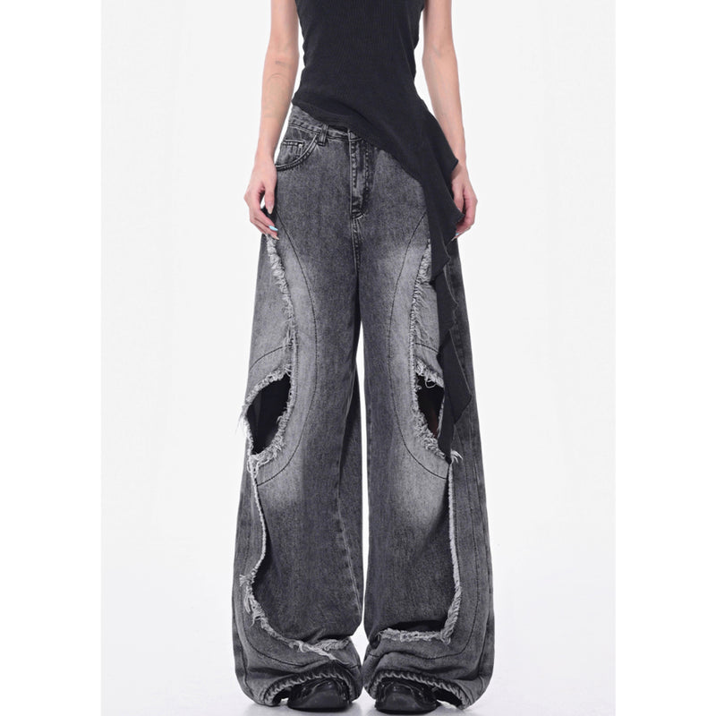 Distressed Wide Denim Pants