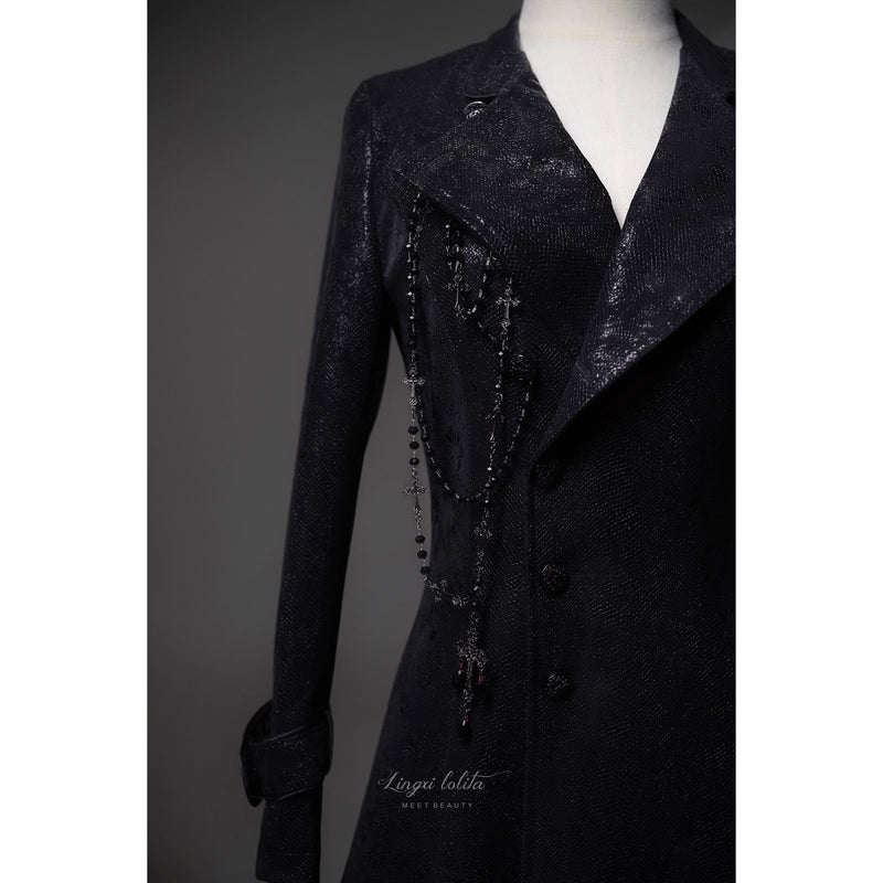 脊椎骨格の刺繍ゴシックコート