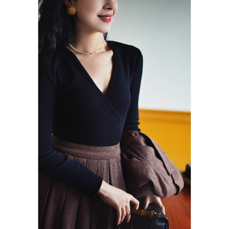 巴里貴婦人レトロニットトップス