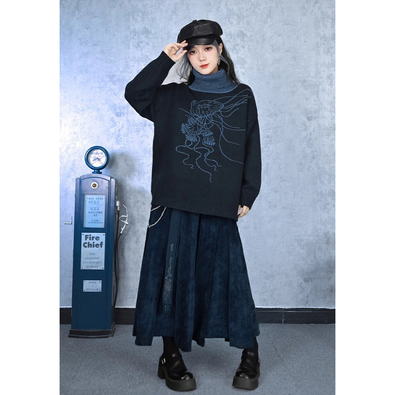 海月の刺繍リボンパネルスカート