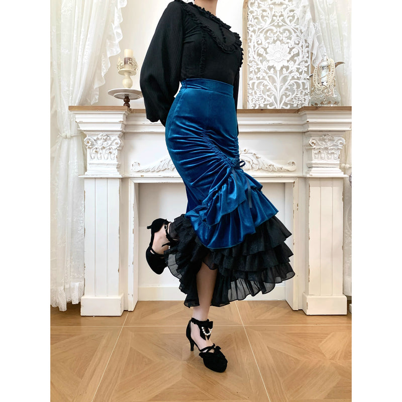 西洋貴族のベルベットマーメイドスカート - Cobalt Blue[2026年2月下旬-3月下旬発送予定]