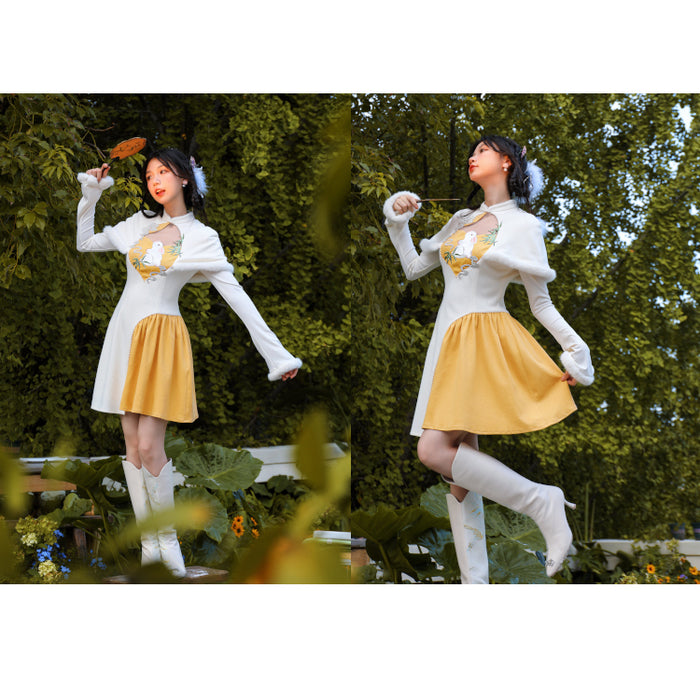 お月見うさぎの刺繍チャイナワンピース – ManusMachina