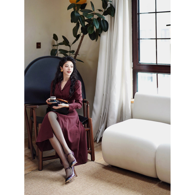 葡萄酒色の貴婦人クラシックワンピース