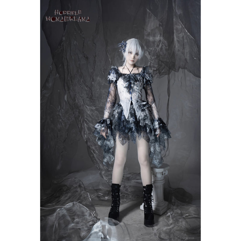 血塗れのお嬢様のゴシックブラウス - Dark Blue[2026年2月下旬-3月下旬発送予定]