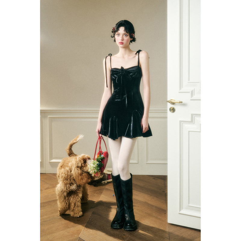 Romantic Velvet Strap Dress