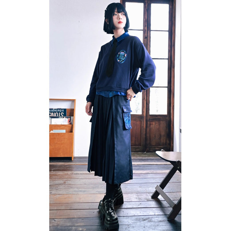 海月の刺繍ドッキングトップス