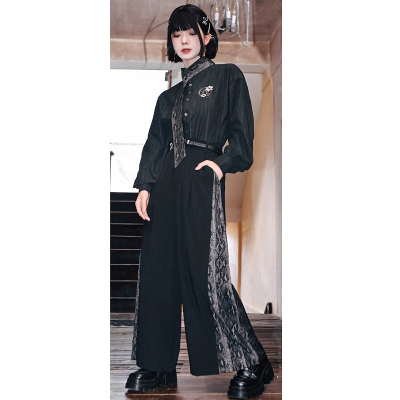 暗夜の蛇鱗の刺繍スカーフブラウス