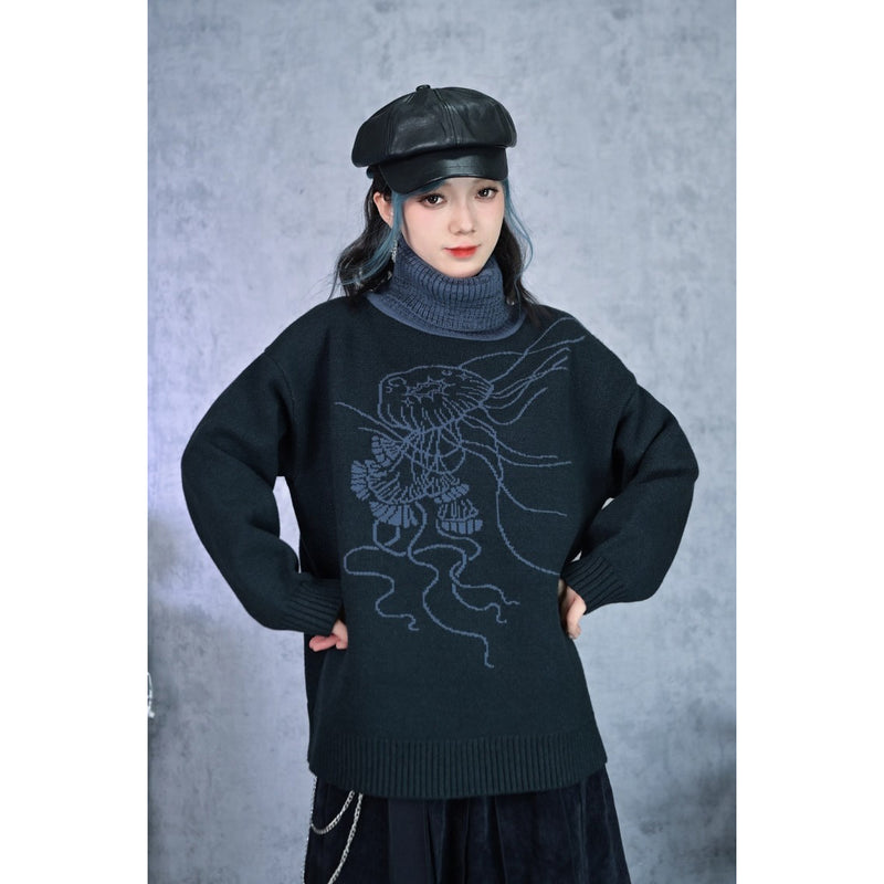 海月の挿絵タートルネックセーター