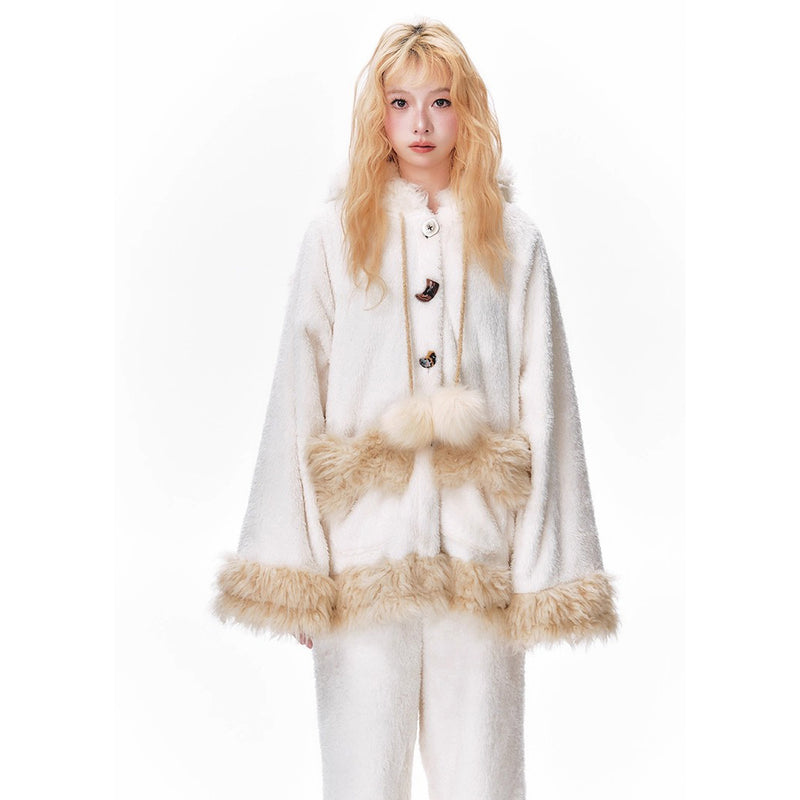 もふもふ子犬のルームウェア（フーディーとパンツ）