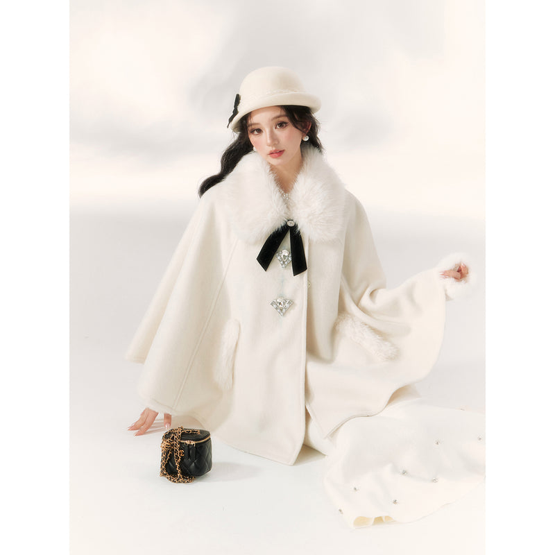 Innocent Girl Ribbon Fur Cloak