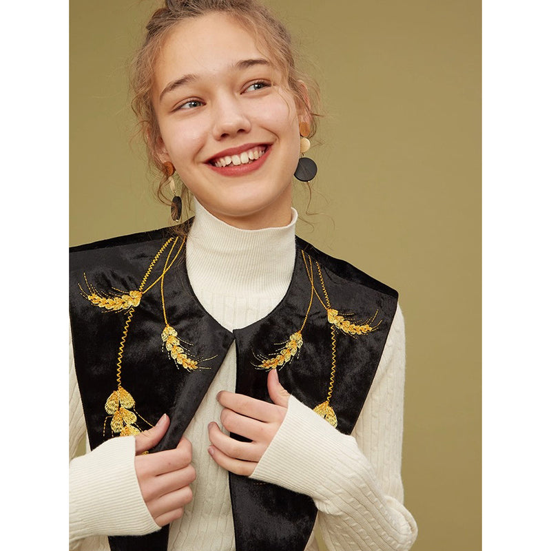 黄金の麦の刺繍付け襟