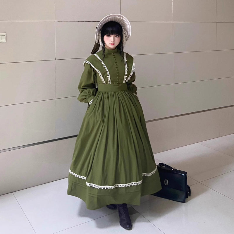 千歳緑のお嬢様のクラシカルワンピース[2025年12月上旬-12月下旬発送予定]