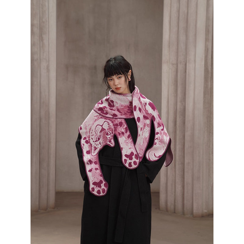 豹の挿絵ニットストール