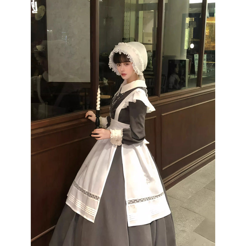 召使いのお嬢様のクラシカルワンピースとエプロンとボンネット[2026年2月下旬-3月下旬発送予定]