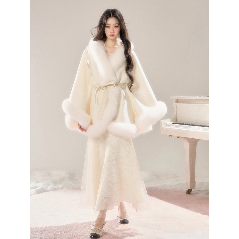 Romantic Fur Cape Coat