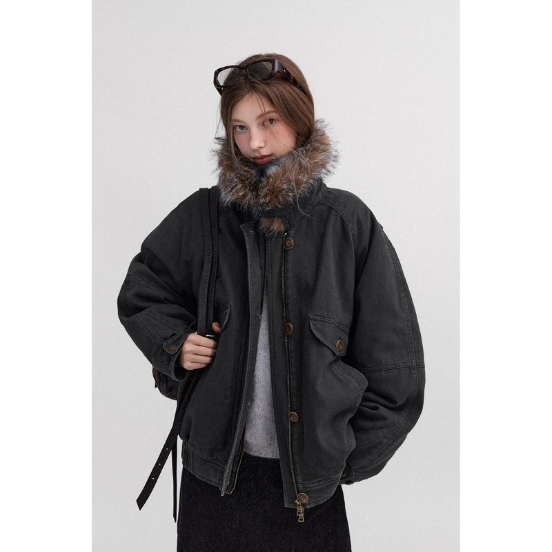Oversized Retro Fur Work Jacket