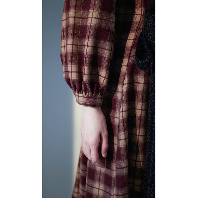 Reddish Bronze Plaid Retro Dress