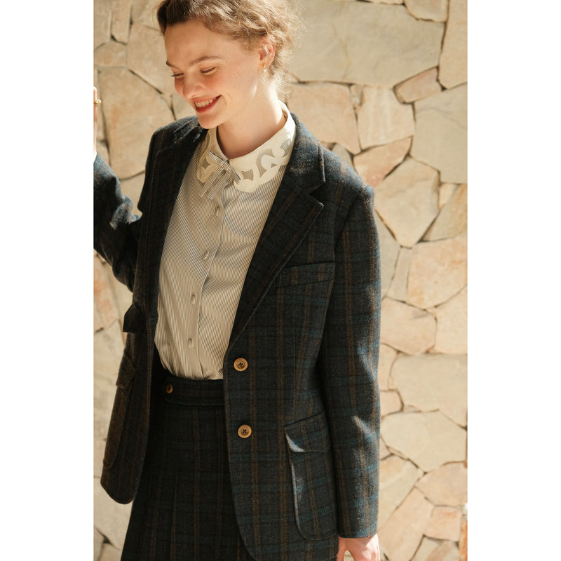 Striped Blouse with Embroidered Collar