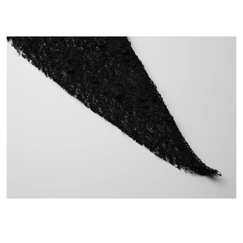 Openwork Black Lace Top