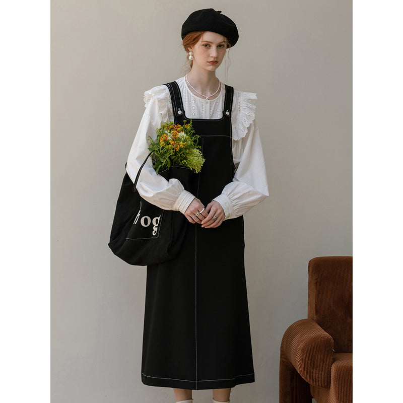 Black Lily Flower-Colored Jumper Skirt