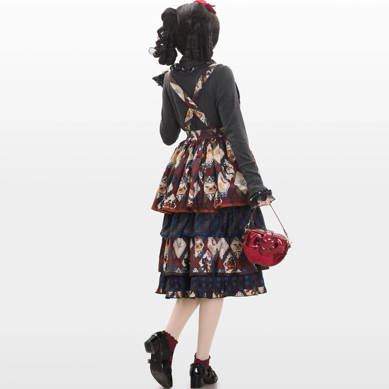 Afternoon Tea Time Cat Tiered Strap Skirt[2026年1月上旬-1月下旬発送予定]