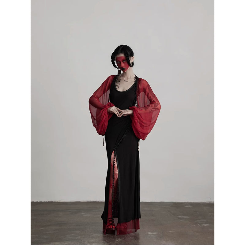 Bright Red Silk Fairy Shawl